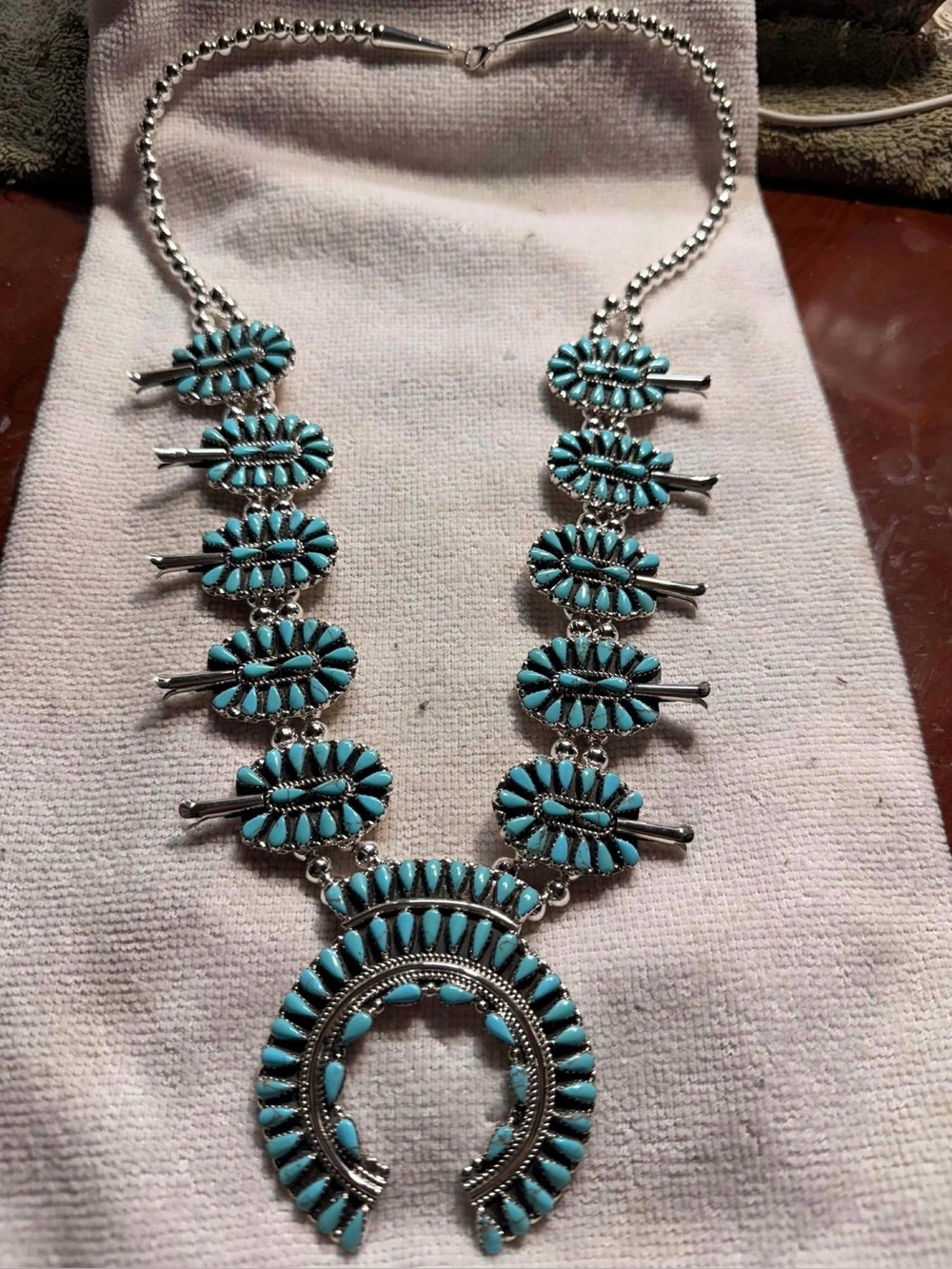 Turquoise Cluster Squash Blossom Necklace - Women's Jewelry